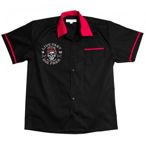 Dragstrip Clothing Mens Bowling Shirt Live Fast Die Free